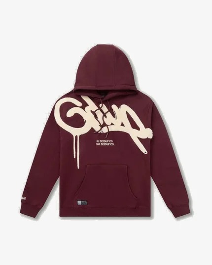 GEEDUP HANDSTYLE HOODIE MAROON CREAM