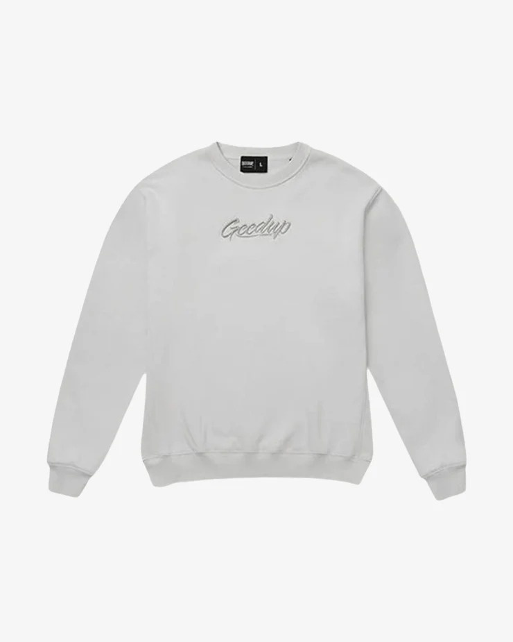 GEEDUP OS SCRIPT ICE GREY CREWNECK GEEDUP OS SCRIPT ICE GREY CREWNECK