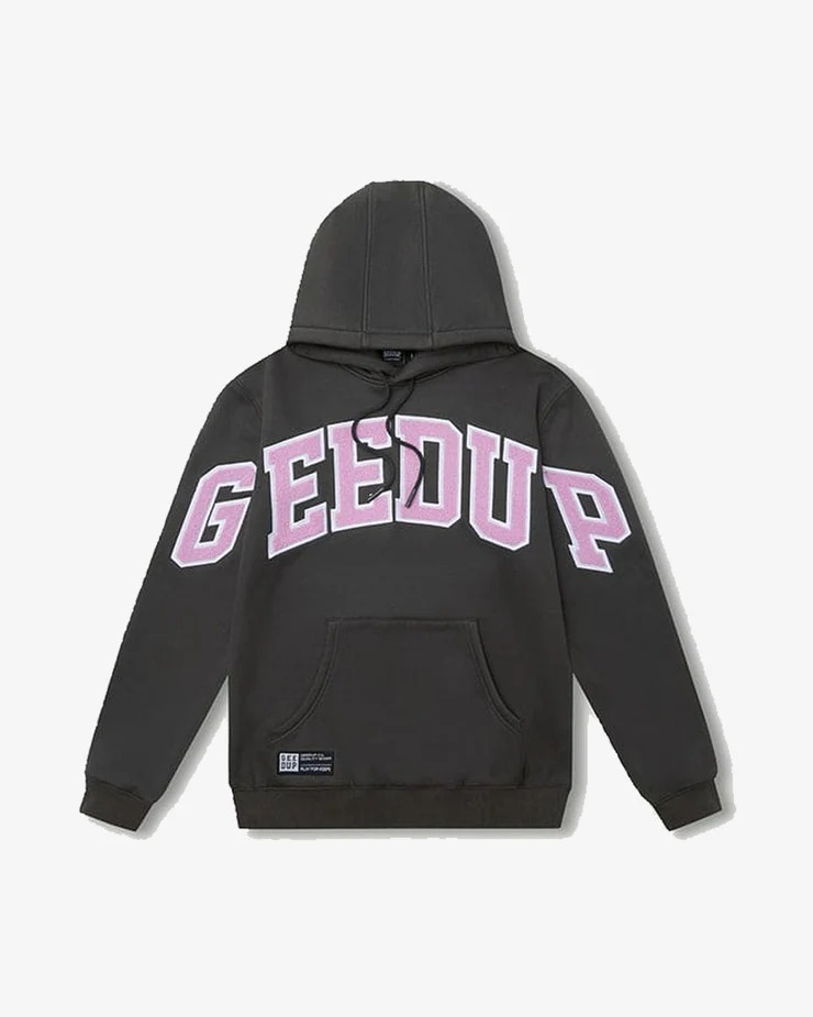 GEEDUP TEAM LOGO CHARCOAL DUSTY PINK HOODIE GEEDUP TEAM LOGO CHARCOAL DUSTY PINK HOODIE
