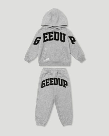 Geedup Team Logo Kids Tracksuit Grey Black