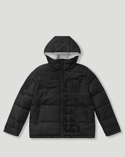 Geedup Core Logo Reversible Puffer Jacket Black White