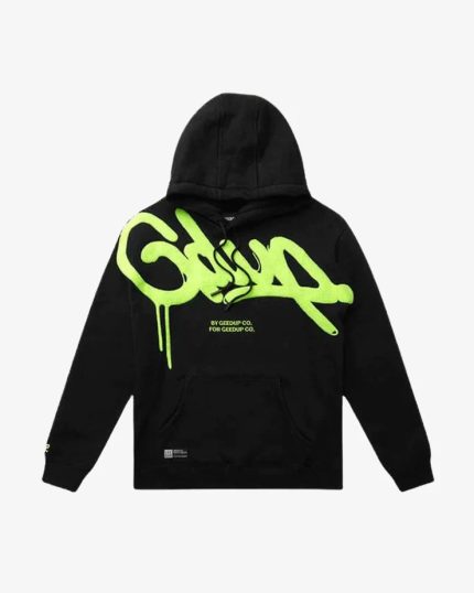 Geedup Hand Style Hoodie Black Hyper Yellow