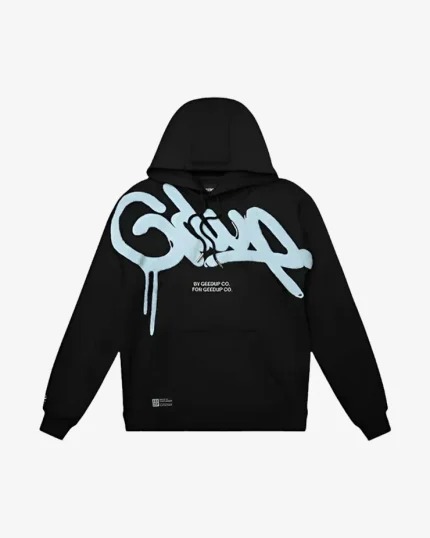 Geedup Handstyle Black Baby Blue Hoodie