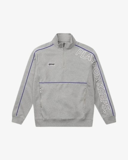 Geedup Play For Keeps Quarter Zip Grey Blue