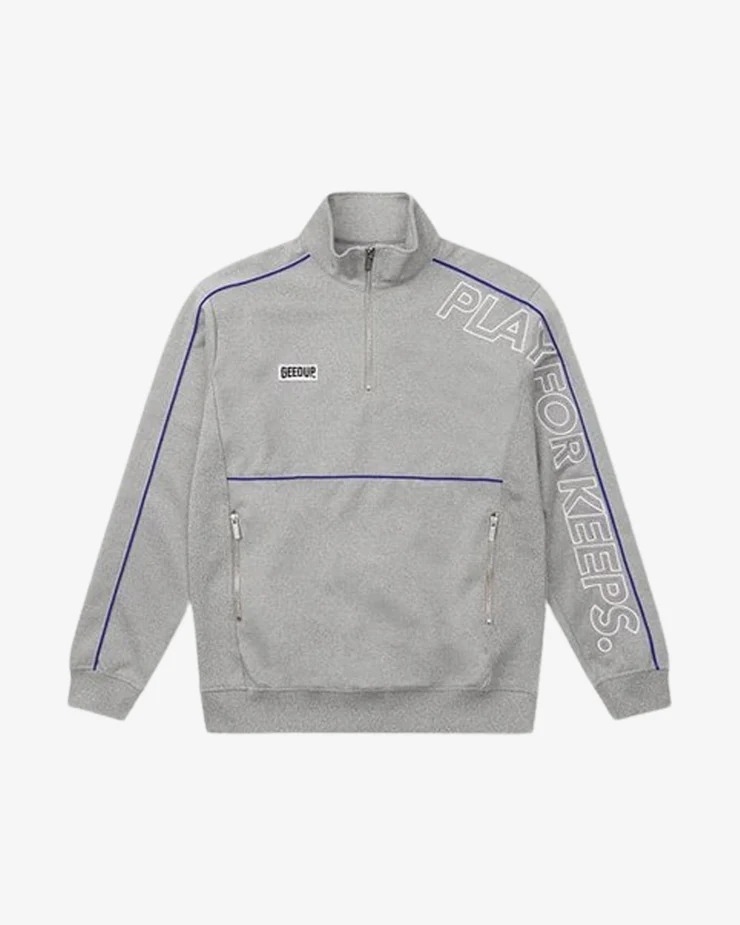 Geedup Play For Keeps Quarter Zip Grey Blue Geedup Play For Keeps Quarter Zip Grey Blue