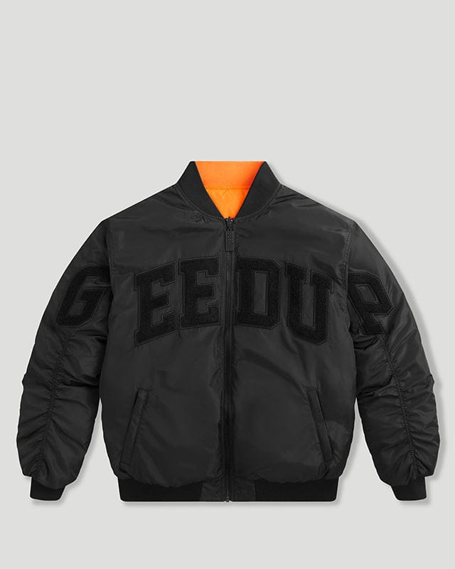 Geedup Team Logo Handstyle Reversible Bomber Black Orange Geedup Team Logo Handstyle Reversible Bomber Black Orange
