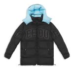 Geedup Team Logo Reversible Duck Down Jacket Baby Blue Black